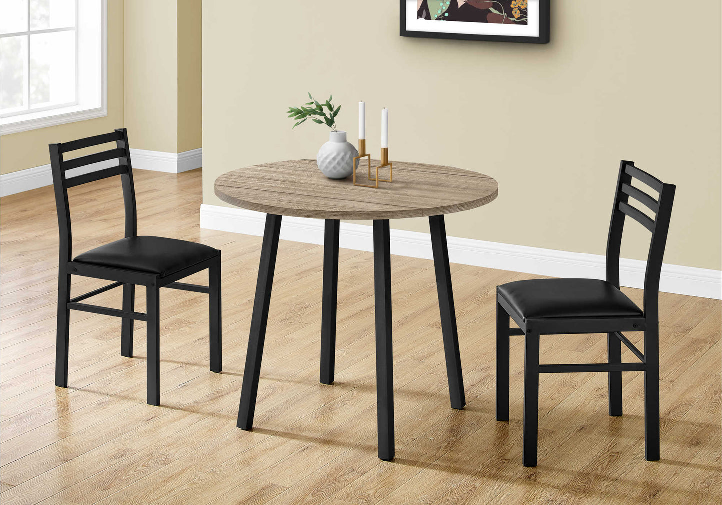 Monarch Specialties Dining Table Set, 3pcs Set, Small, 35" Drop Leaf I 1003