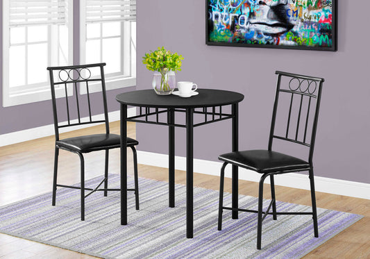 Monarch Specialties Dining Table Set, 3pcs Set, Small, 30" Round I 1013