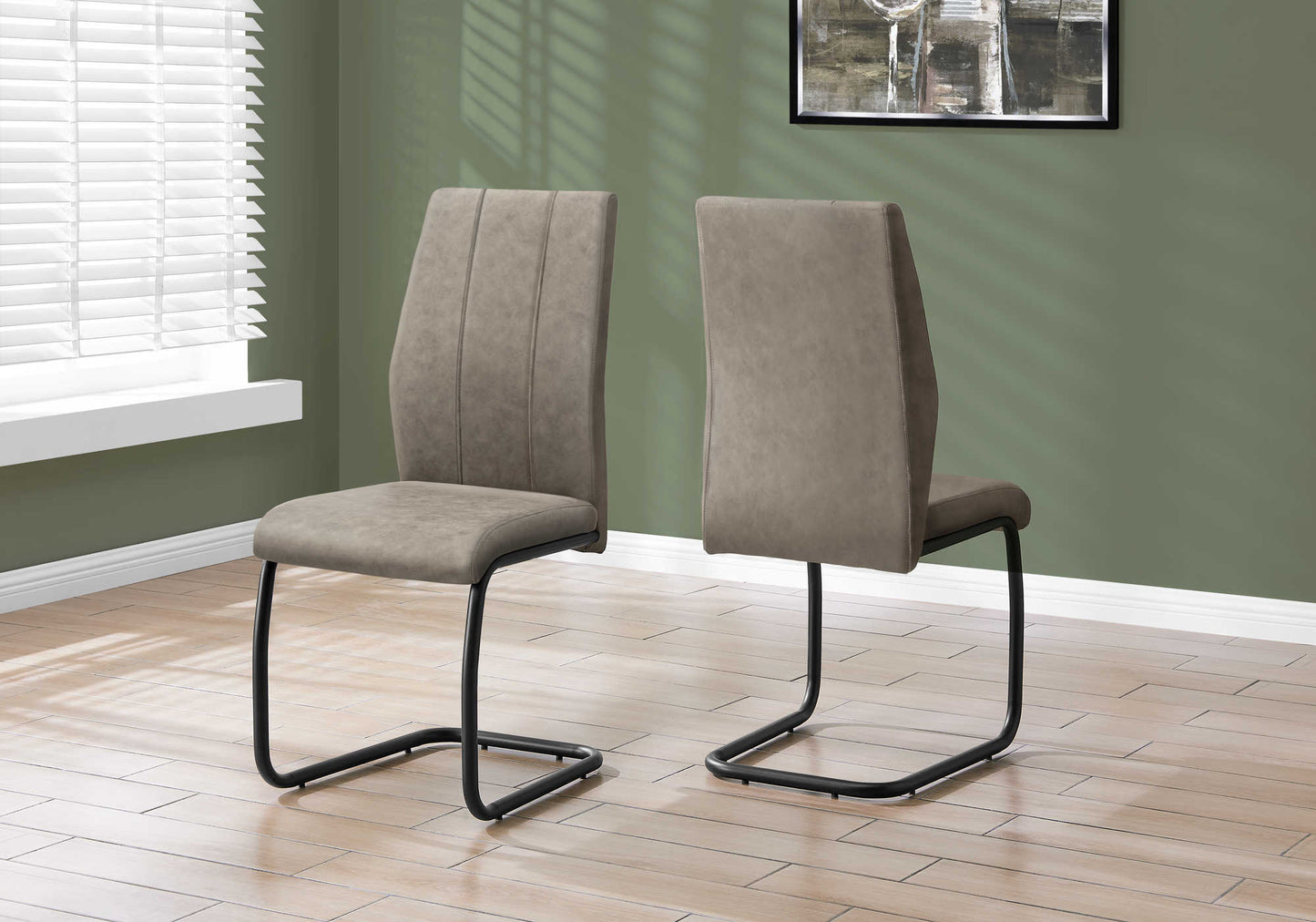 Monarch Specialties Dining Chair, Set Of 2, Side, Upholstered, Fabric, Metal