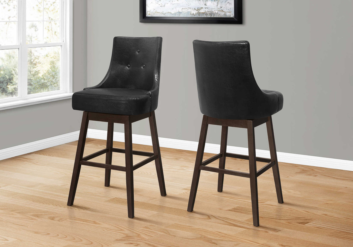 Monarch Specialties Bar Stool, Set Of 2, Swivel, Bar Height I 1242