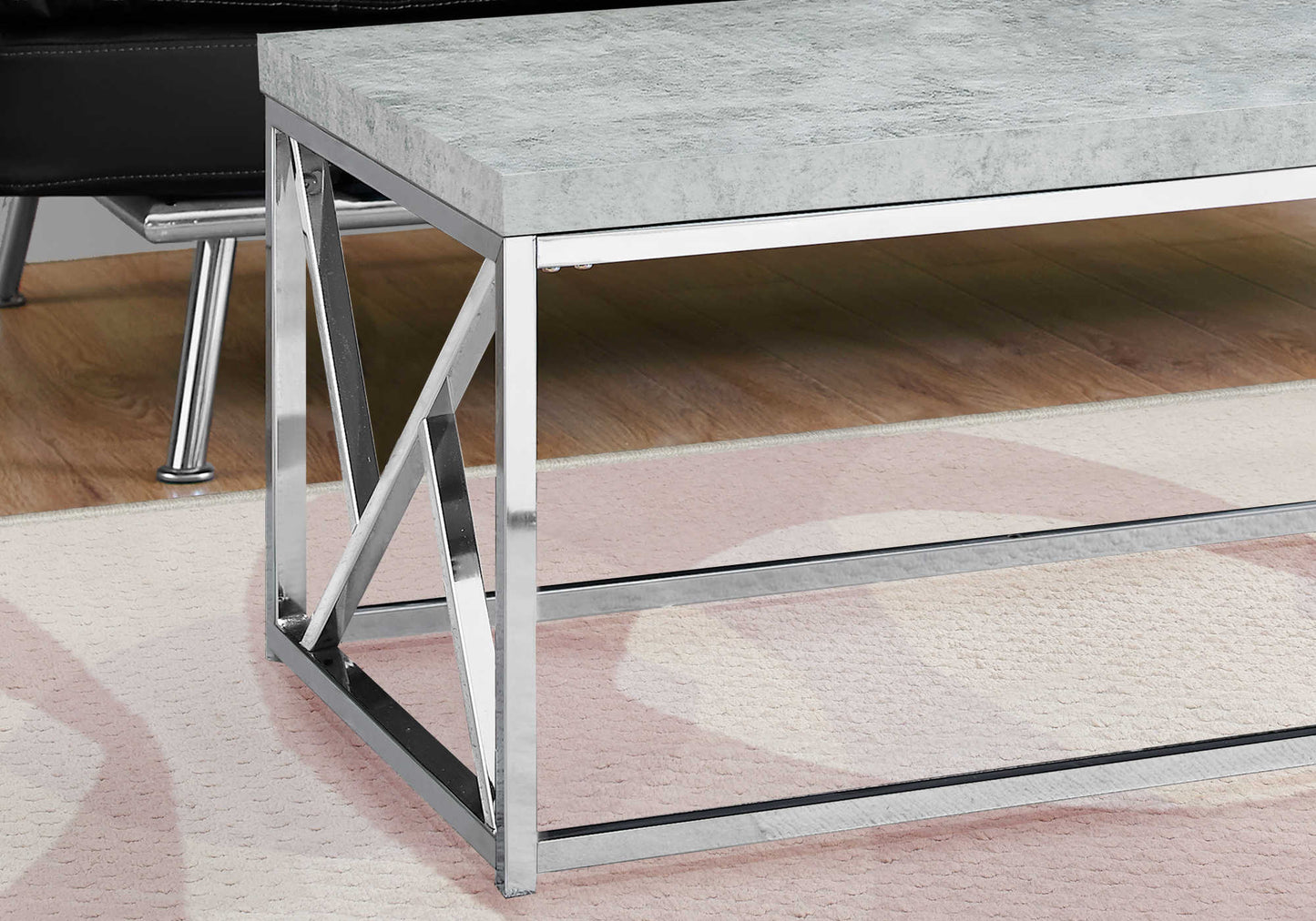 Monarch Specialties Coffee Table, Rectangular, 48"L, Metal, Laminate, Grey I 3375