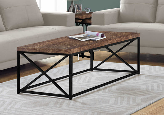 Monarch Specialties Coffee Table, Rectangular, 44"L, Brown, Black, I 3416