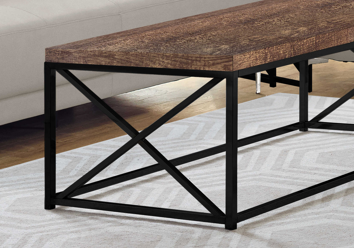 Monarch Specialties Coffee Table, Rectangular, 44"L, Brown, Black, I 3416