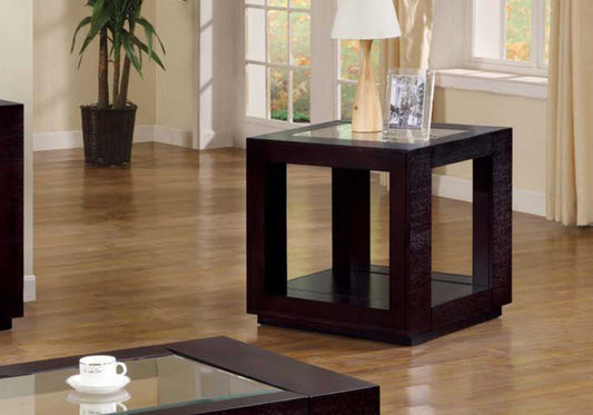 Monarch Specialties Accent Table, Side, End, Veneer, Tempered Glass, Brown I 7811E