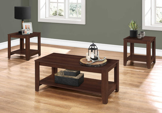 Monarch Specialties Table Set, 3pcs Set, Brown, I 7993P