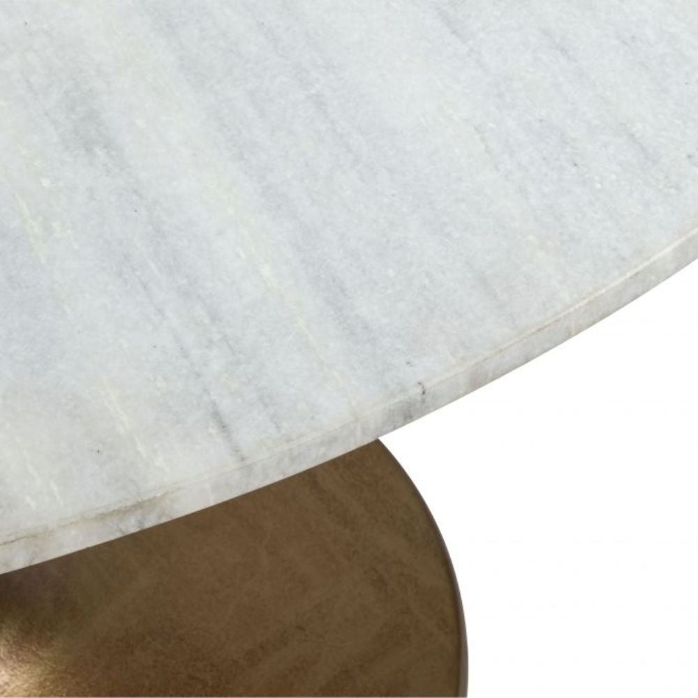 edge Ithaca Dining Table Marble Top, White & Gold Pedestal, goldstardining.com