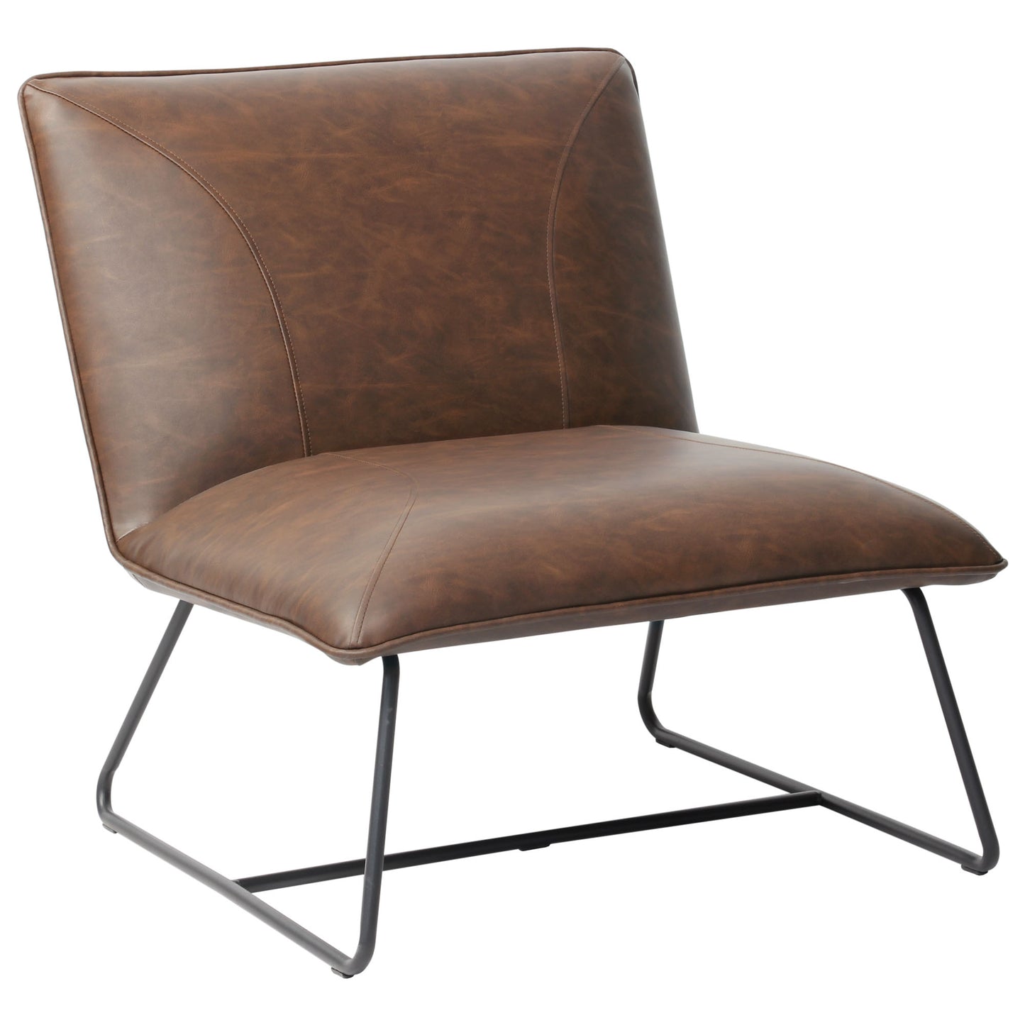 Diamond Sofa Jordan Armless Accent Chair in Chocolate / Weathered Grey Leatherette