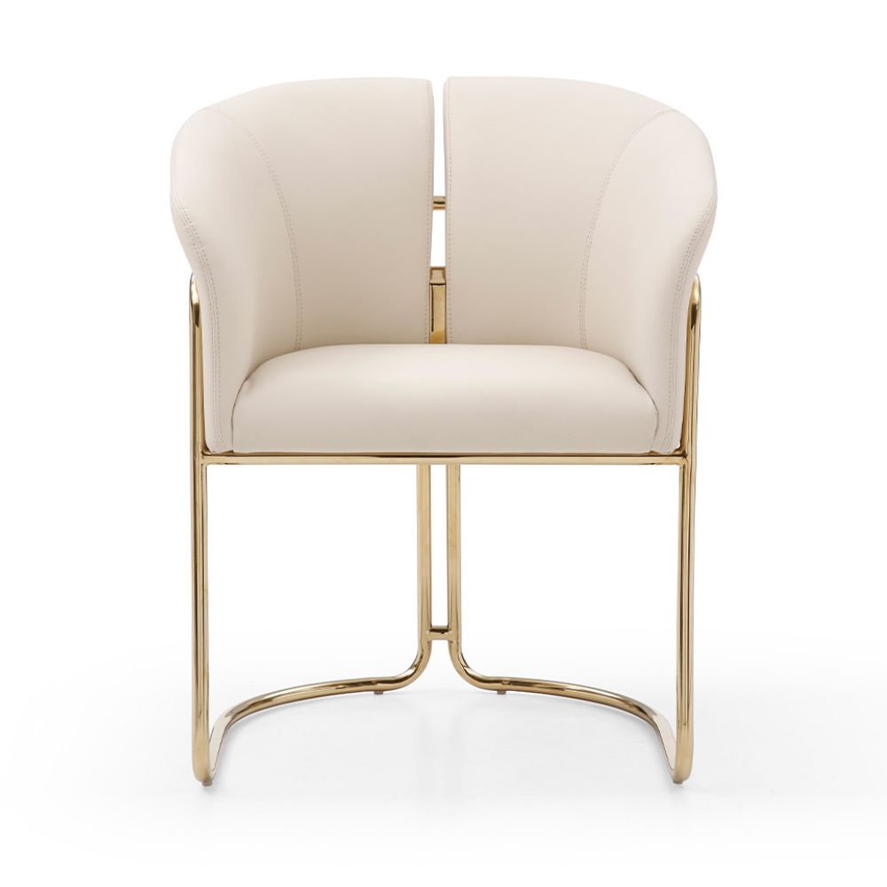 front Jolie Brass Frame Dining Armchair goldstar.com