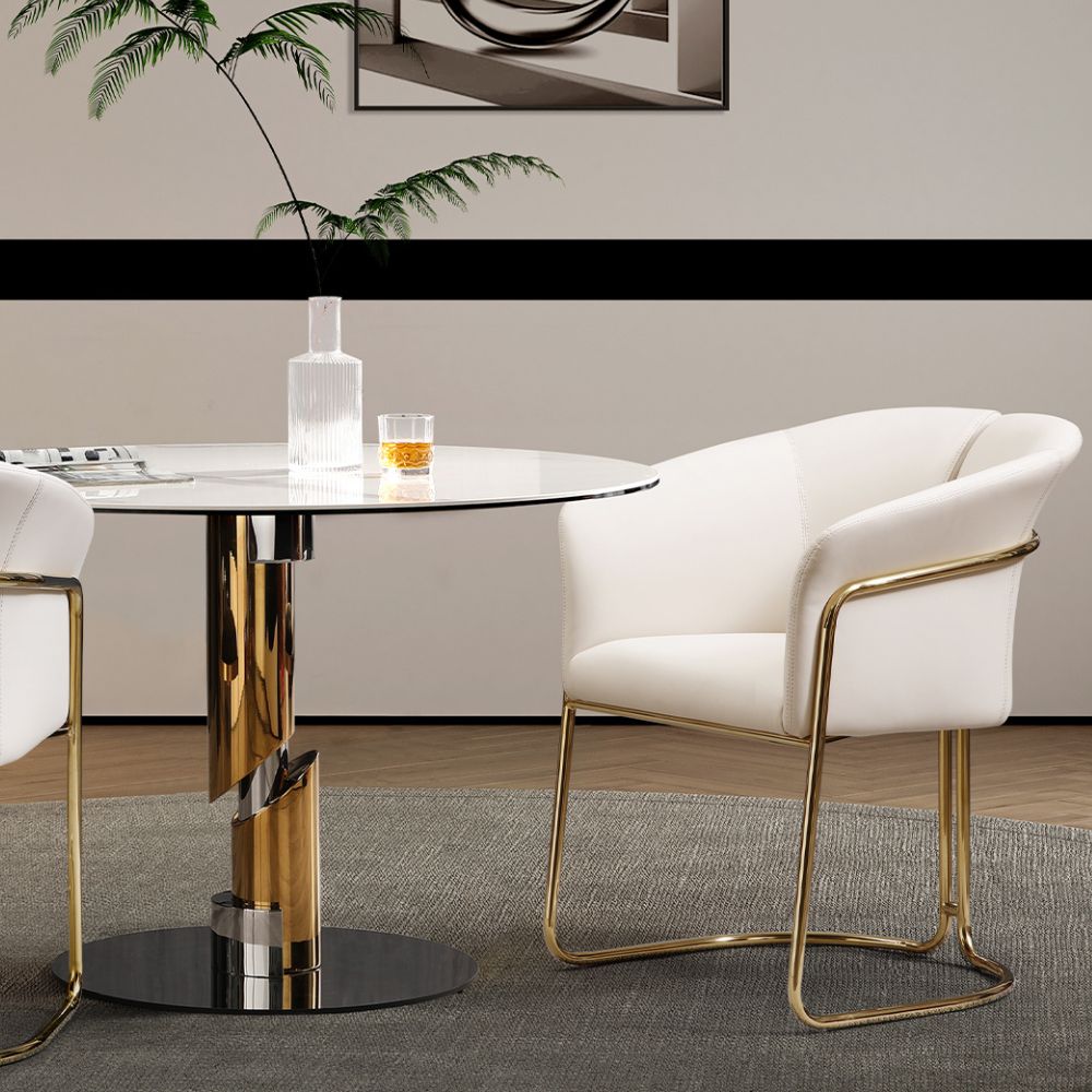 Whiteline Jolie Brass Frame Dining Armchair