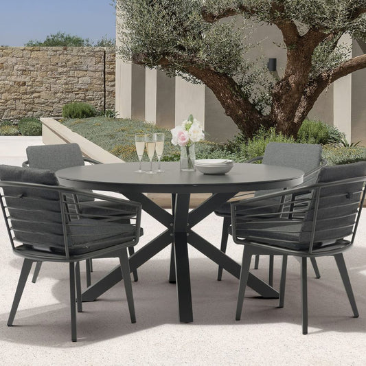 lifestyle Whiteline Kassey Ceramic Top Round Outdoor Dining Table goldstardining.com