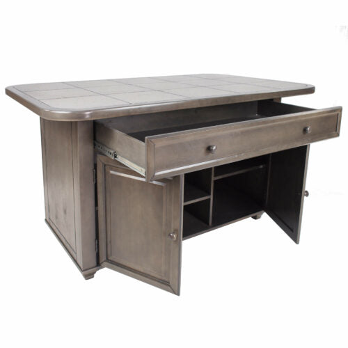 Sunset Trading Shades of Gray Kitchen Island | Grey Tile Top CY-KIT2-AG