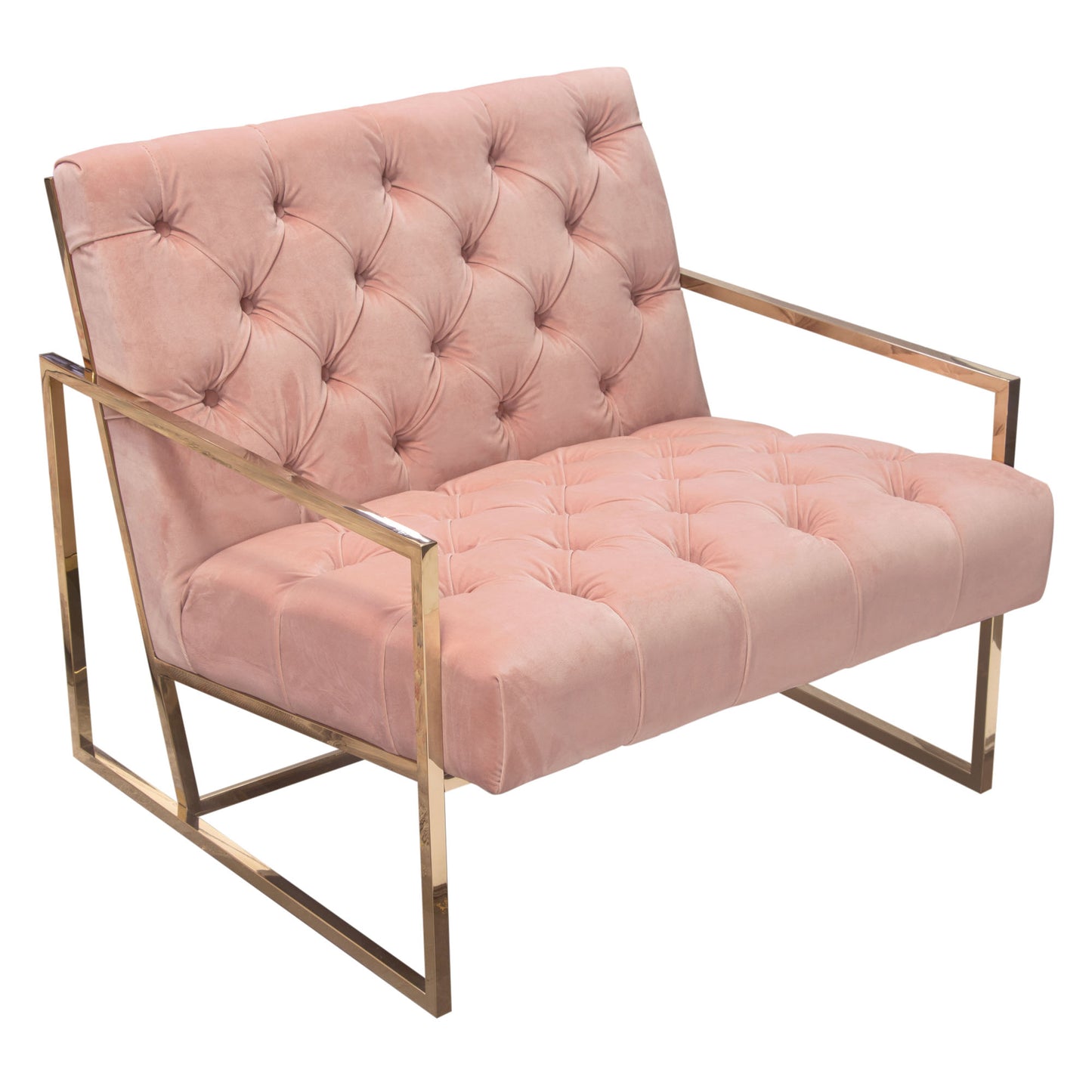 Diamond Sofa Luxe Accent Chair in Blush Pink Tufted Velvet Fabric LUXECHPN