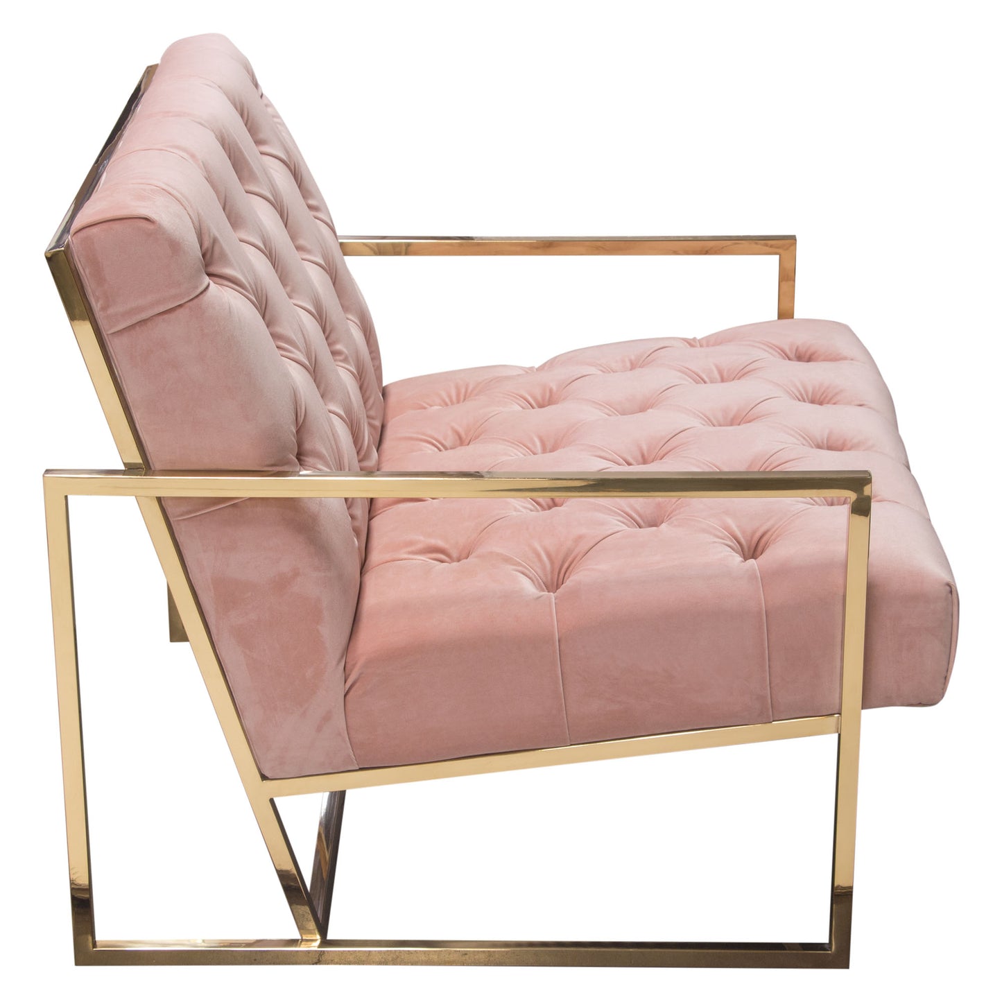 Diamond Sofa Luxe Accent Chair in Blush Pink Tufted Velvet Fabric LUXECHPN