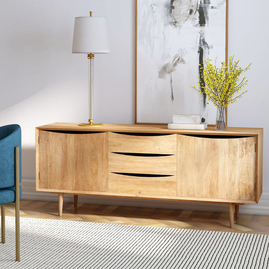 Leonidin Mango Wood Sideboard, 67" Light Brown Butler Specialty