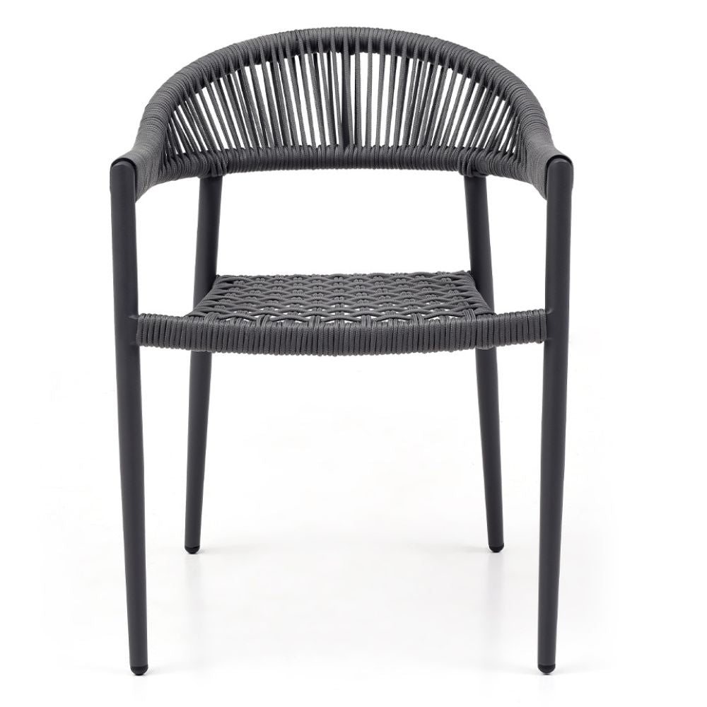 front Leyla Stackable Outdoor/Indoor Dark Grey Powdered Dining Chair goldstardining.com