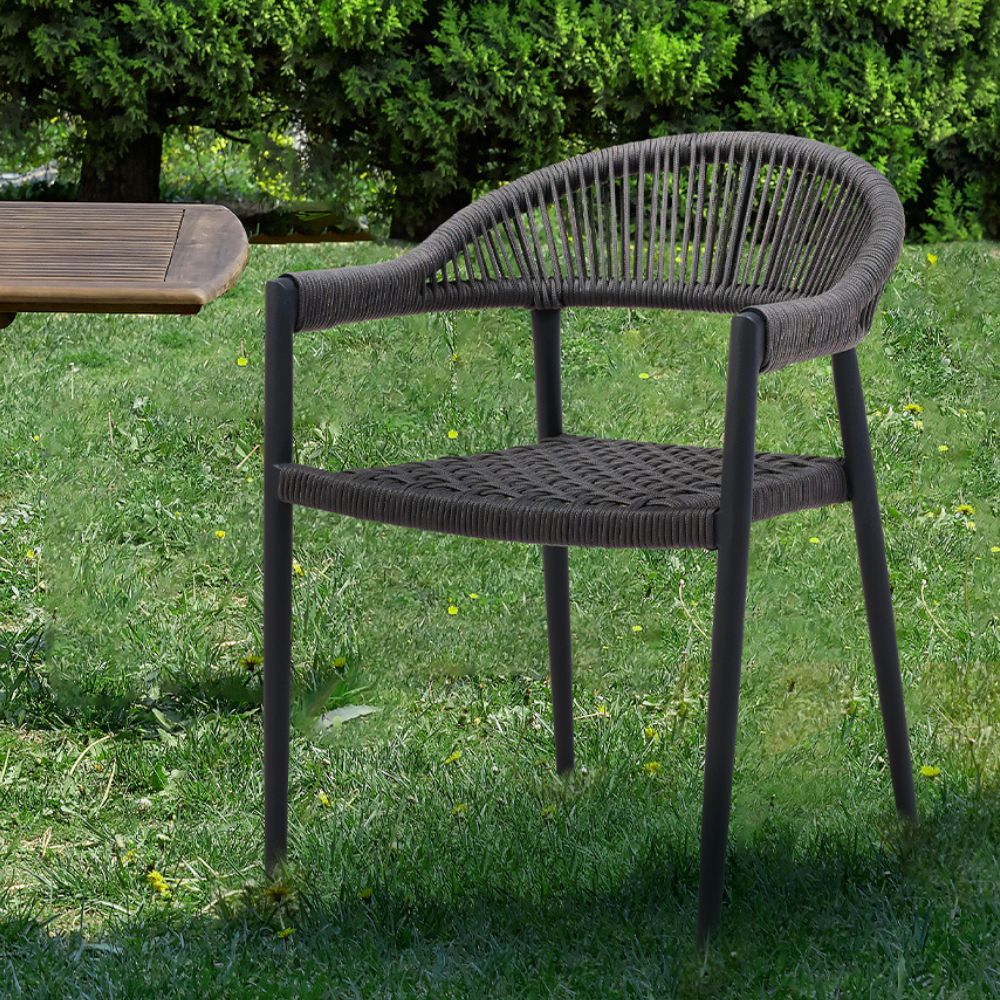 lifestyle Leyla Stackable Outdoor/Indoor Dark Grey Powdered Dining Chair goldstardining.com