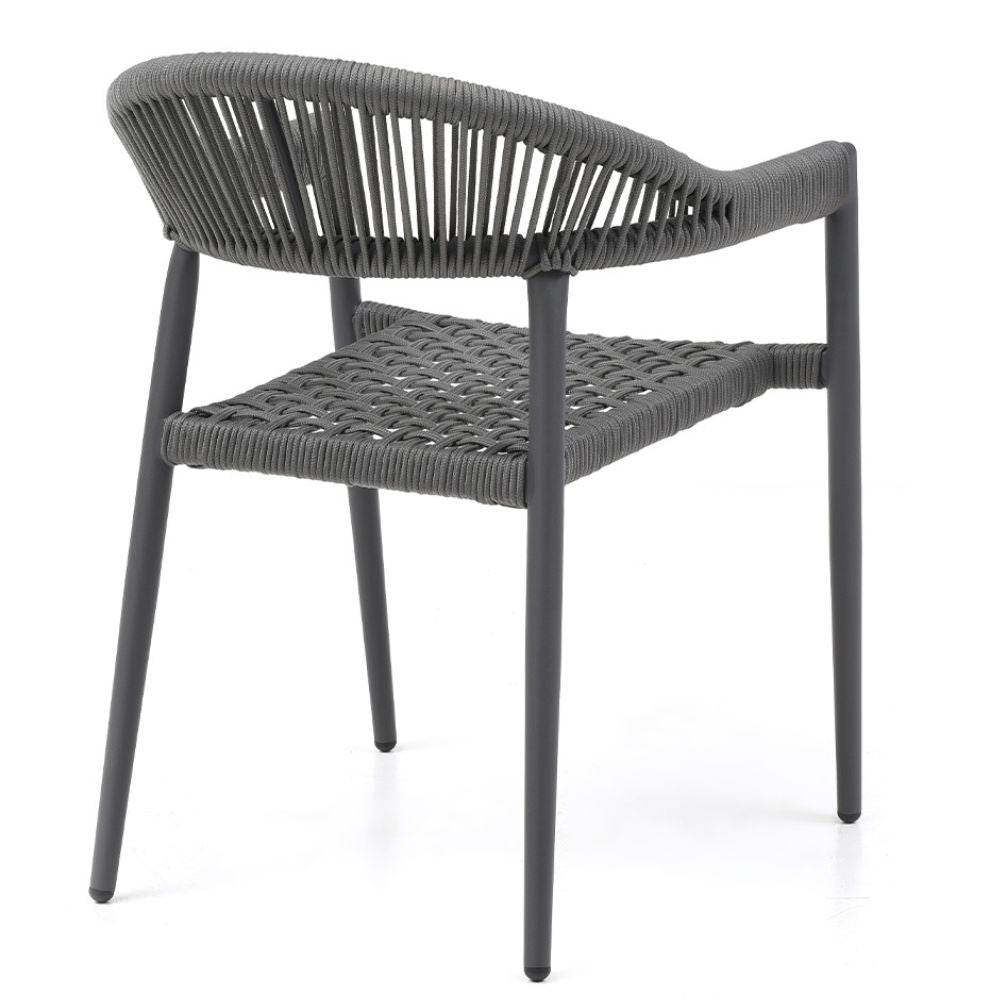 rear Leyla Stackable Outdoor/Indoor Dark Grey Powdered Dining Chair goldstardining.com