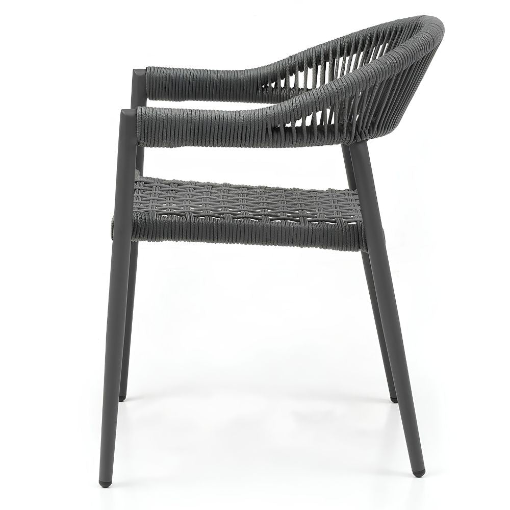 side Leyla Stackable Outdoor/Indoor Dark Grey Powdered Dining Chair goldstardining.com