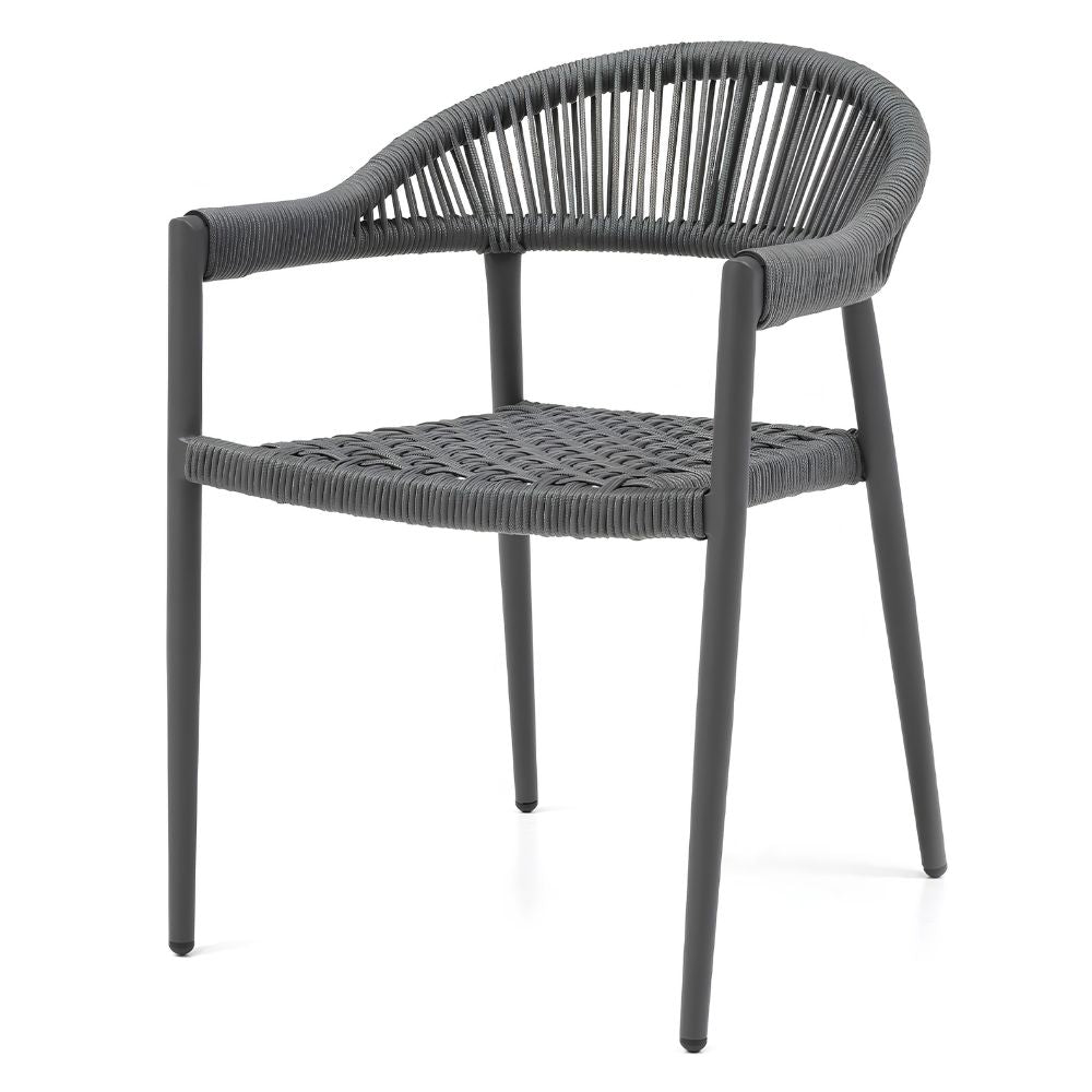 Leyla Stackable Outdoor/Indoor Dark Grey Powdered Dining Chair goldstardining.com