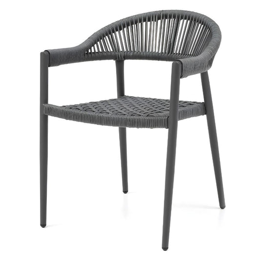 Leyla Stackable Outdoor/Indoor Dark Grey Powdered Dining Chair goldstardining.com