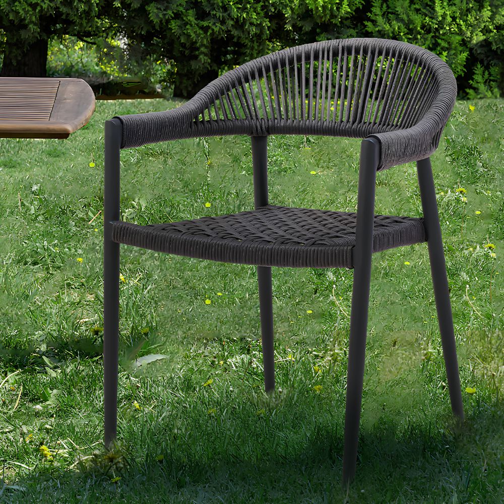 Whiteline Leyla Stackable Outdoor/Indoor Dark Grey Powdered Dining Chair, goldstardining.com