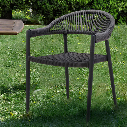 Whiteline Leyla Stackable Outdoor/Indoor Dark Grey Powdered Dining Chair, goldstardining.com