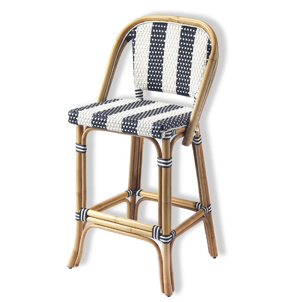 Butler Specialty Company Lila Rattan 28" Bar Stool, Blue 3715291