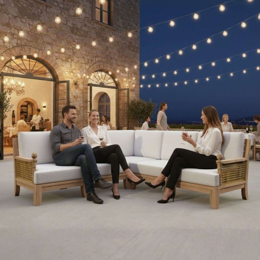 Anderson Teak Luxe Modular Deep Seating Set with Artichoke Finial Detail