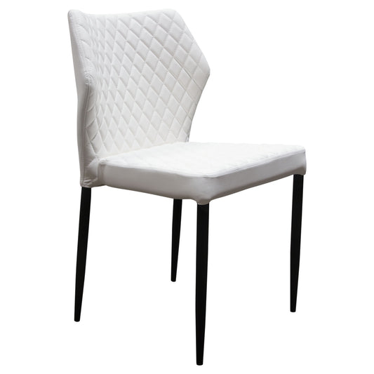 Diamond Sofa Milo 4-Pack Dining Chairs in White | Black Diamond Tufted Leatherette