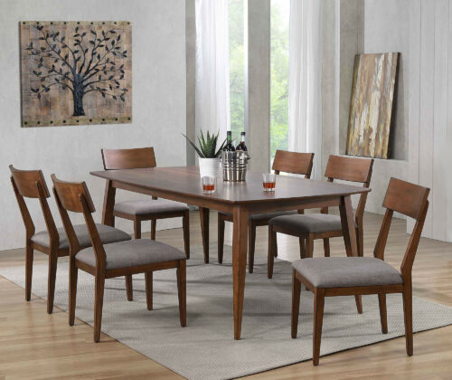 Sunset Trading Mid Century 7 Piece 78" Rectangular Dining Table Set | Padded Performance Fabric Seats | Seats 6 DLU-MC4278-C45-7P