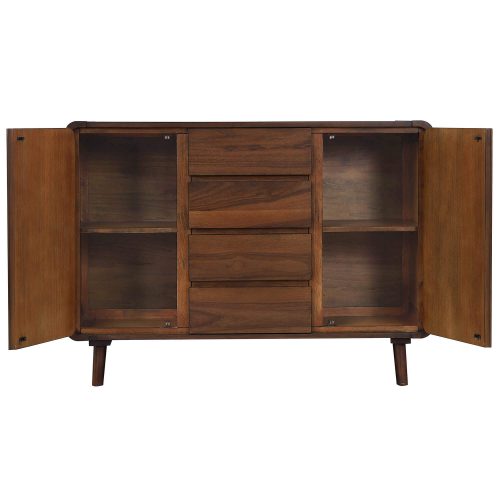 Sunset Trading Mid Century Server | 4 Drawers and 2 Storage Cabinets DLU-MC-SR