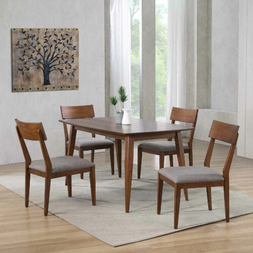 Sunset Trading Mid Century 5 Piece 60" Rectangular Dining Table Set | Padded Performance Fabric Seats | Seats 4, 6 DLU-MC3660-C45-5P