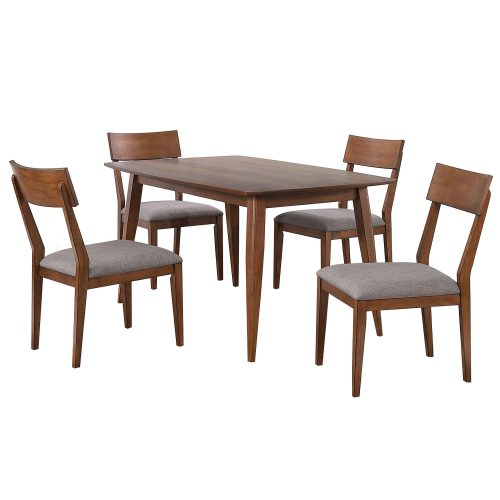 Sunset Trading Mid Century 5 Piece 60" Rectangular Dining Table Set | Padded Performance Fabric Seats | Seats 4, 6 DLU-MC3660-C45-5P