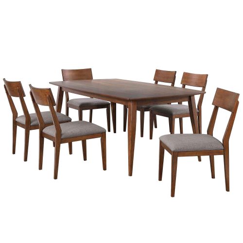 Sunset Trading Mid Century 7 Piece 78" Rectangular Dining Table Set | Padded Performance Fabric Seats | Seats 6 DLU-MC4278-C45-7P