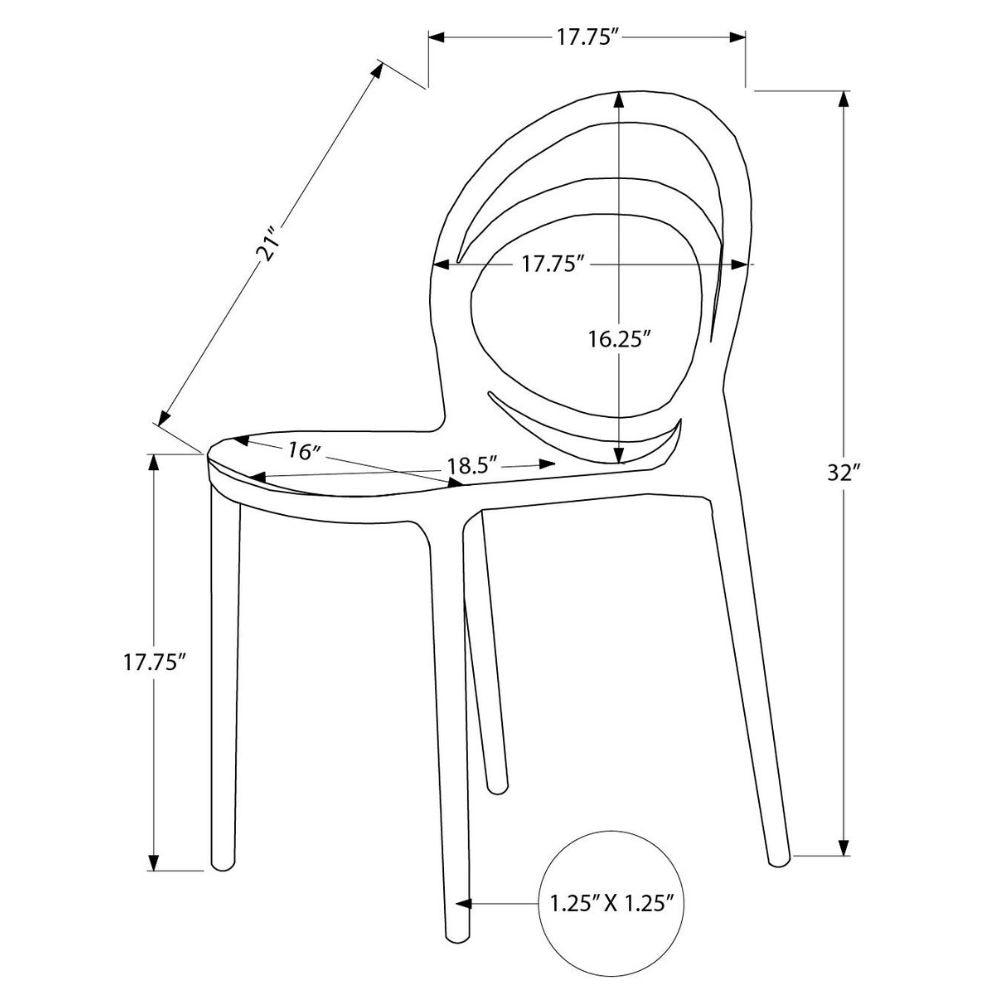 dimensions Set of 4 Stackable White Outdoor Dining Chair, goldstardining.com