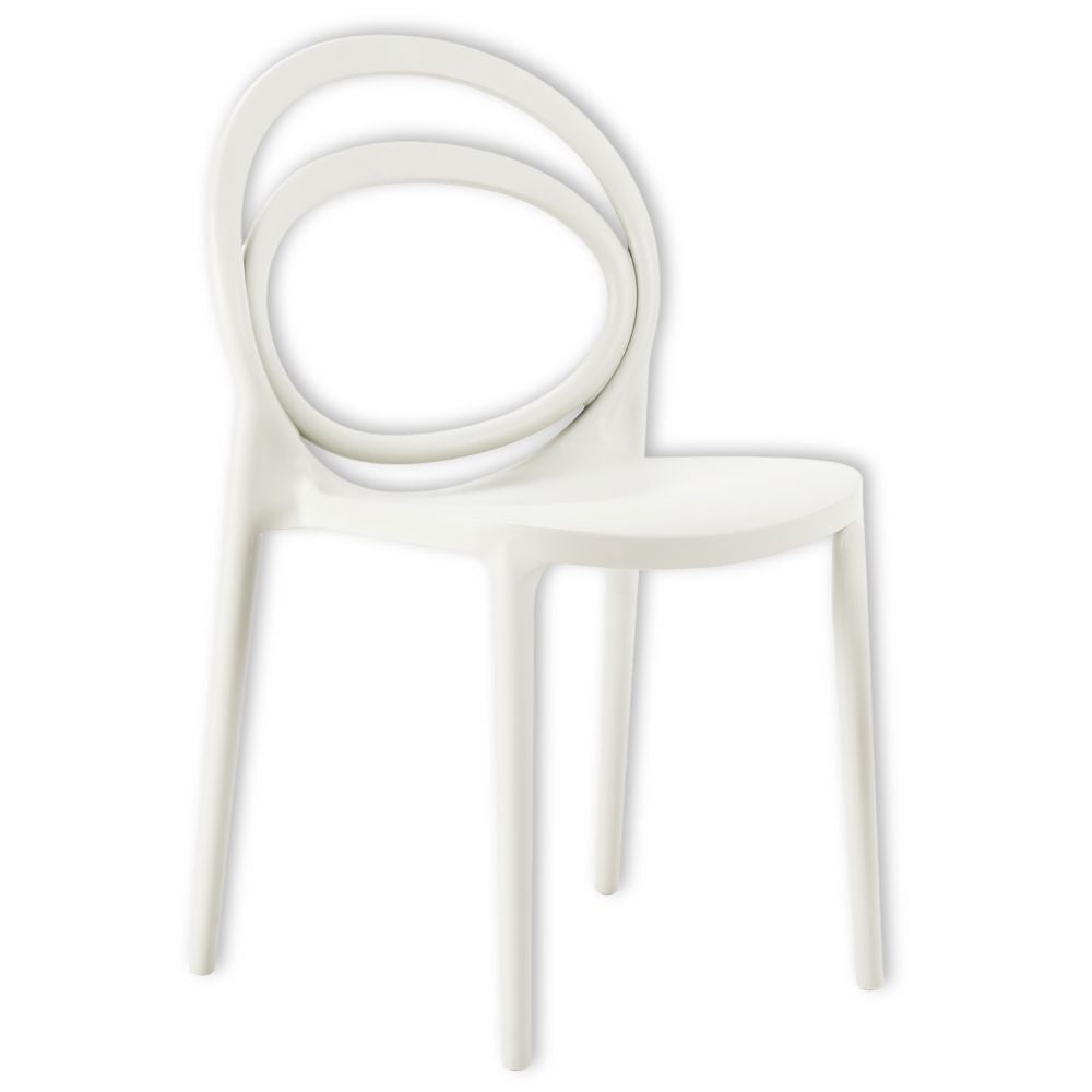 Set of 4 Stackable White Outdoor Dining Chair, goldstardining.com