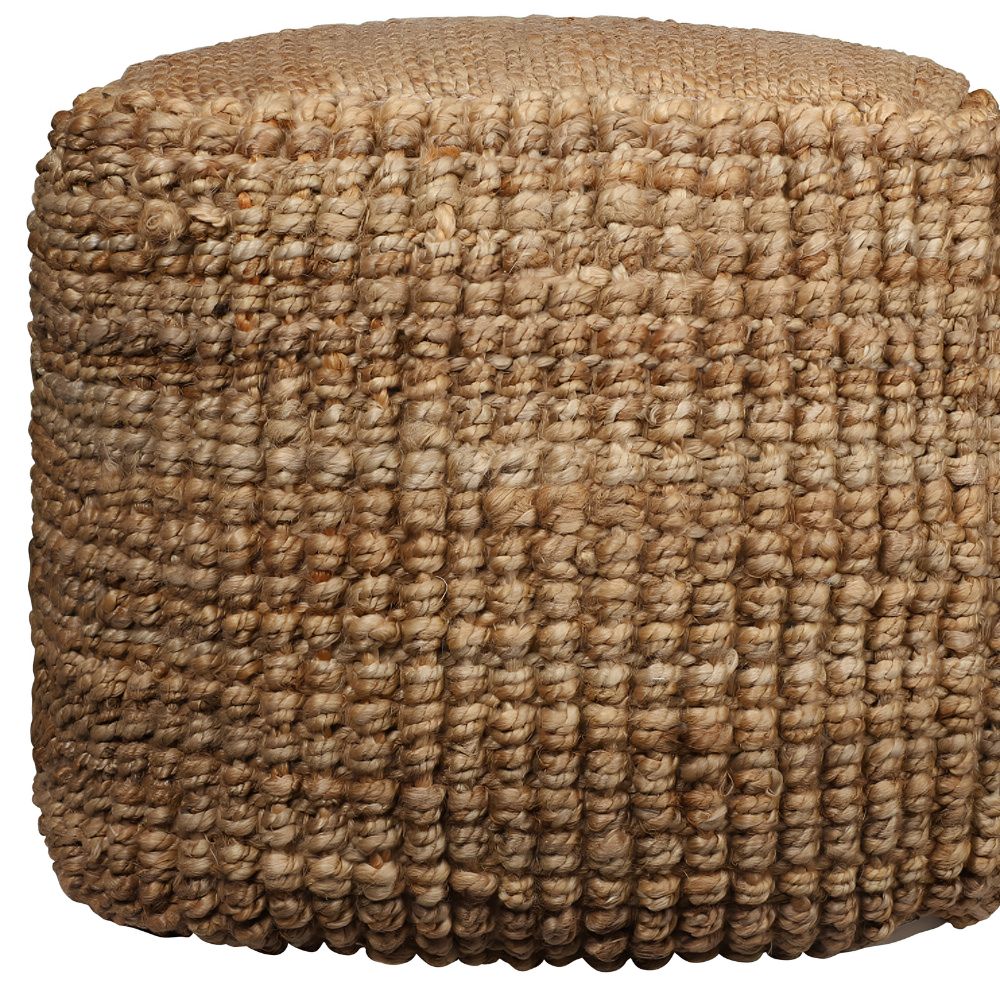 18" Natural Jute Blend Cube Pouf Ottoman