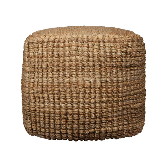 18" Natural Jute Blend Cube Pouf Ottoman