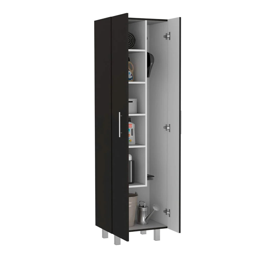 FM Norway Broom Closet Pantry, Five Shelves, Double Door Cabinet