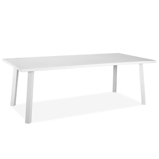Outdoor Rectangle Aluminum Matte White Dining Table goldstardining.com