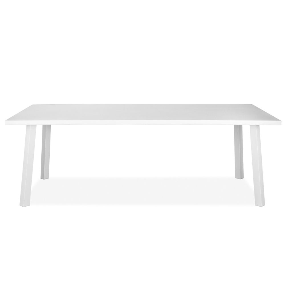 Outdoor Rectangle Aluminum Matte White Dining Table goldstardining.com