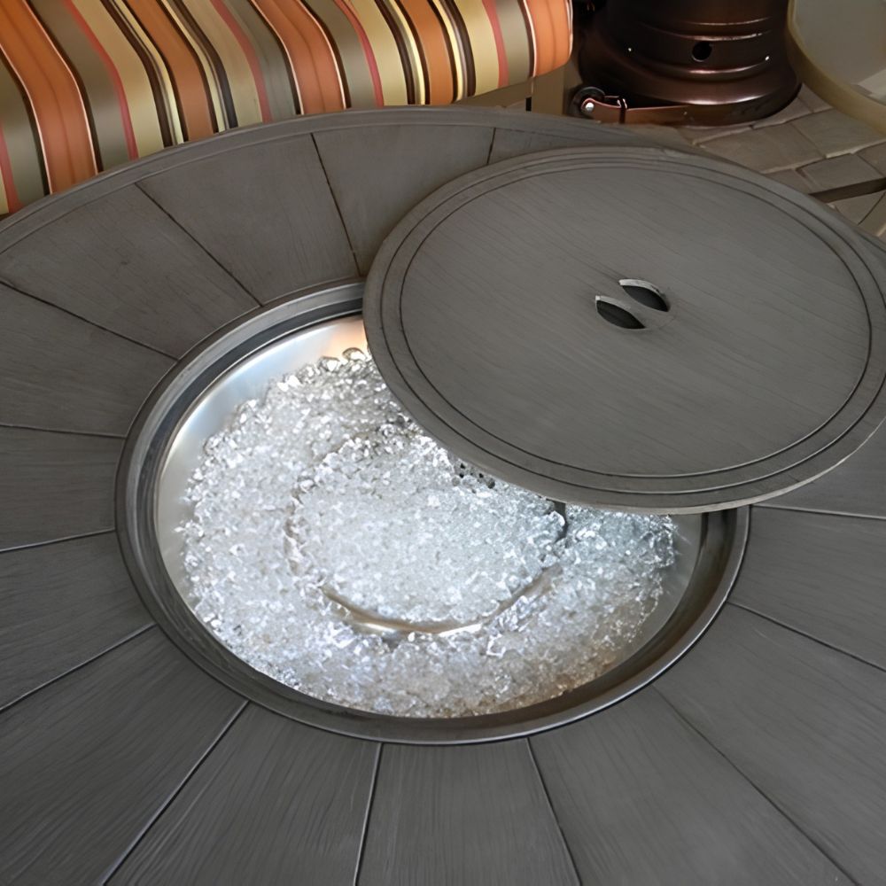 AZ Patio FS-2017-FPT Round Aluminum Fire Pit, Faux Wood Finish