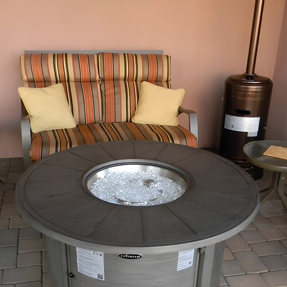AZ Patio FS-2017-FPT Round Aluminum Fire Pit, Faux Wood Finish