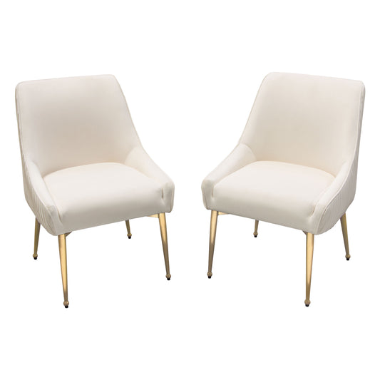 Diamond Sofa Set of (2) Quinn Dining Chairs w/ Vertical Outside Pleat Detail and Contoured Arm