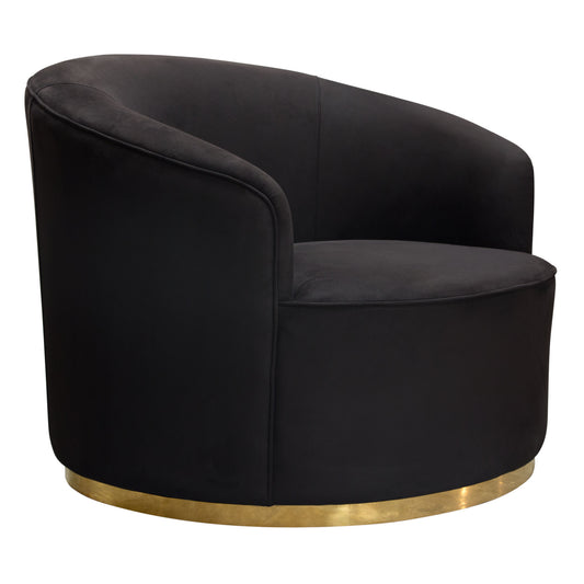 Diamond Sofa Raven Chair in Black Suede Velvet w/ Brushed Gold Accent Trim RAVENCHBL