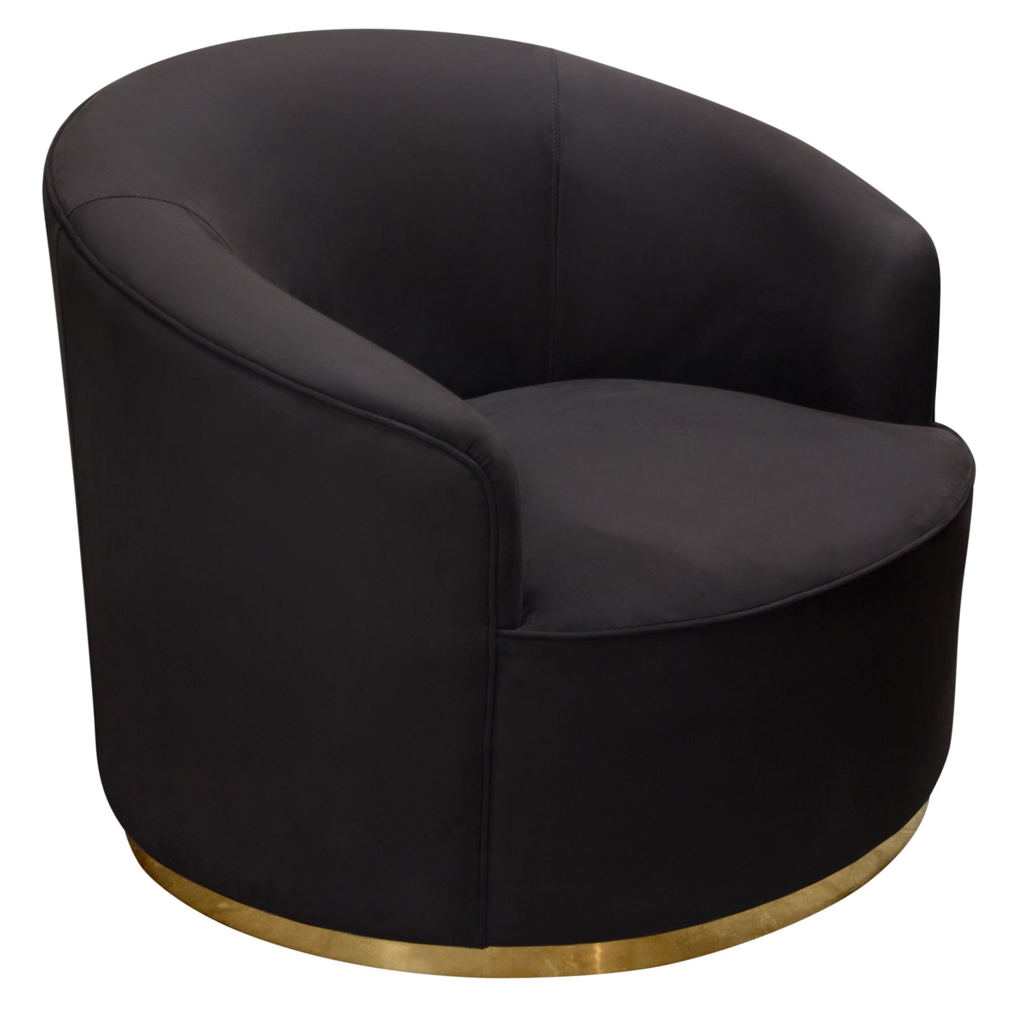 Diamond Sofa Raven Chair in Black Suede Velvet w/ Brushed Gold Accent Trim RAVENCHBL