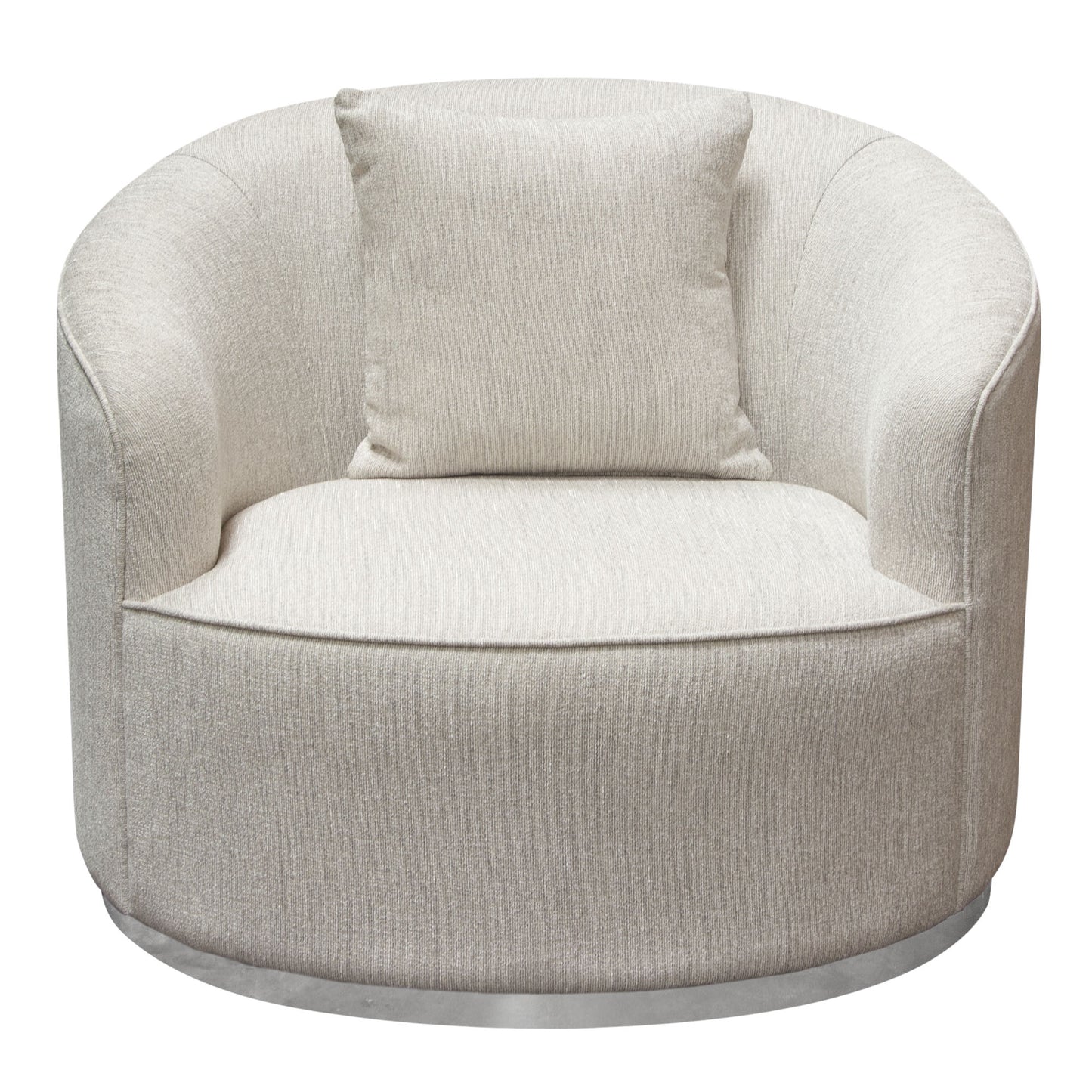 Diamond Sofa Raven Chair in Light Cream Fabric w/ Brushed Silver Accent Trim RAVENCHCM