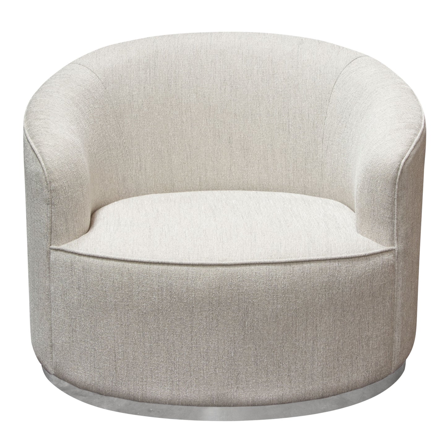 Diamond Sofa Raven Chair in Light Cream Fabric w/ Brushed Silver Accent Trim RAVENCHCM