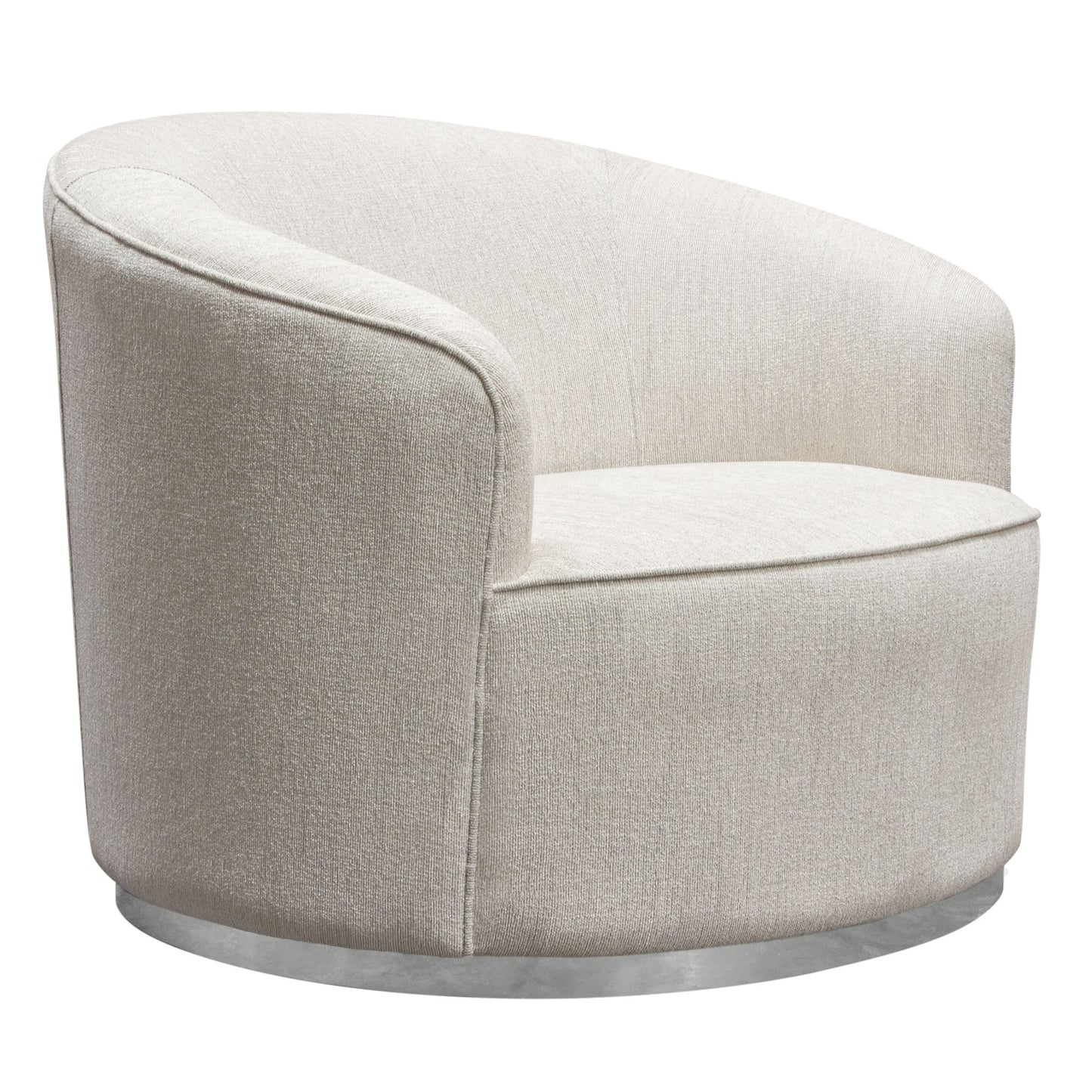 Diamond Sofa Raven Chair in Light Cream Fabric w/ Brushed Silver Accent Trim RAVENCHCM