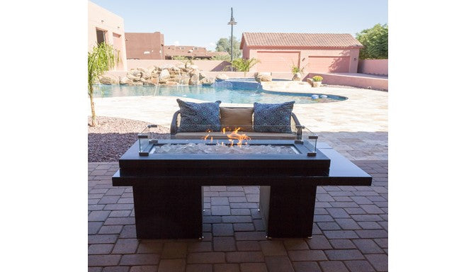 Az Patio Rectangle Two Tier Glass Top Fire Pit Black/Mocha GSF-RFP